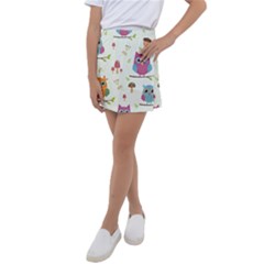 Forest Seamless Pattern With Cute Owls Kids  Tennis Skirt by Vaneshart