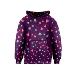 Colorful Stars Hearts Seamless Vector Pattern Kids  Pullover Hoodie by Vaneshart