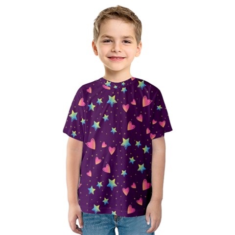 Colorful Stars Hearts Seamless Vector Pattern Kids  Sport Mesh Tee by Vaneshart