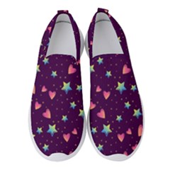 Colorful Stars Hearts Seamless Vector Pattern Women s Slip On Sneakers by Vaneshart