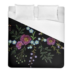 Embroidery Trend Floral Pattern Small Branches Herb Rose Duvet Cover (full/ Double Size) by Vaneshart