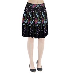 Embroidery Trend Floral Pattern Small Branches Herb Rose Pleated Skirt by Vaneshart