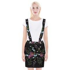 Embroidery Trend Floral Pattern Small Branches Herb Rose Braces Suspender Skirt