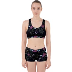 Embroidery Trend Floral Pattern Small Branches Herb Rose Work It Out Gym Set by Vaneshart