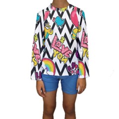 Vector Romantic Love Seamless Pattern Kids  Long Sleeve Swimwear by Vaneshart