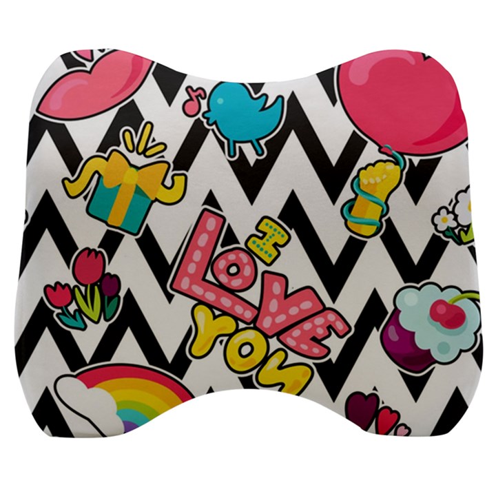 Vector Romantic Love Seamless Pattern Velour Head Support Cushion