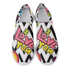 Vector Romantic Love Seamless Pattern Women s Slip On Sneakers by Vaneshart