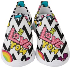 Vector Romantic Love Seamless Pattern Kids  Slip On Sneakers by Vaneshart