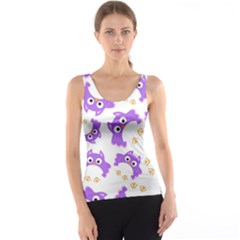 Purple Owl Pattern Background Tank Top by Vaneshart