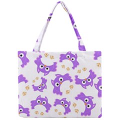 Purple Owl Pattern Background Mini Tote Bag by Vaneshart