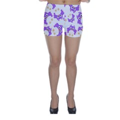 Purple Owl Pattern Background Skinny Shorts by Vaneshart