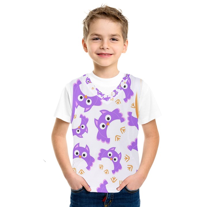 Purple Owl Pattern Background Kids  SportsWear