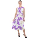 Purple Owl Pattern Background Midi Tie-Back Chiffon Dress View1