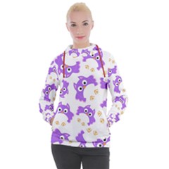 Purple Owl Pattern Background Women s Hooded Pullover