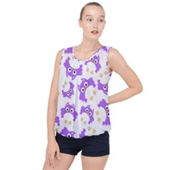 Purple Owl Pattern Background Bubble Hem Chiffon Tank Top by Vaneshart