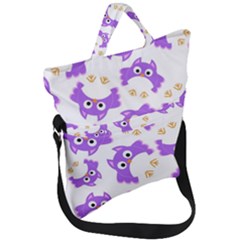 Purple Owl Pattern Background Fold Over Handle Tote Bag by Vaneshart