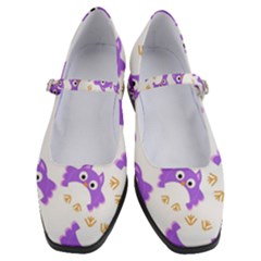 Purple Owl Pattern Background Women s Mary Jane Shoes