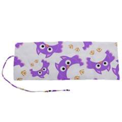 Purple Owl Pattern Background Roll Up Canvas Pencil Holder (s) by Vaneshart