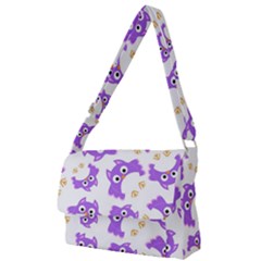 Purple Owl Pattern Background Full Print Messenger Bag (l)