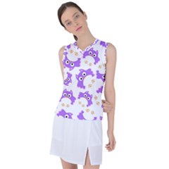 Purple Owl Pattern Background Women s Sleeveless Sports Top