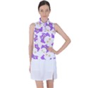 Purple Owl Pattern Background Women s Sleeveless Polo Tee View1