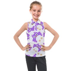 Purple Owl Pattern Background Kids  Sleeveless Polo Tee