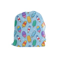 Cute Kawaii Ice Cream Seamless Pattern Drawstring Pouch (large) by Vaneshart