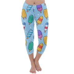 Cute Kawaii Ice Cream Seamless Pattern Capri Winter Leggings  by Vaneshart