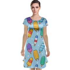 Cute Kawaii Ice Cream Seamless Pattern Cap Sleeve Nightdress by Vaneshart