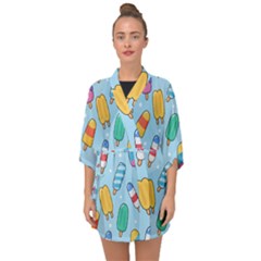 Cute Kawaii Ice Cream Seamless Pattern Half Sleeve Chiffon Kimono by Vaneshart