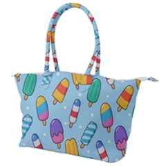 Cute Kawaii Ice Cream Seamless Pattern Canvas Shoulder Bag by Vaneshart