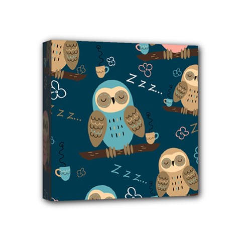 Seamless Pattern Owls Dreaming Mini Canvas 4  X 4  (stretched) by Vaneshart