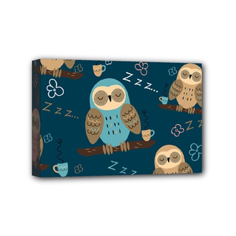 Seamless Pattern Owls Dreaming Mini Canvas 6  X 4  (stretched) by Vaneshart