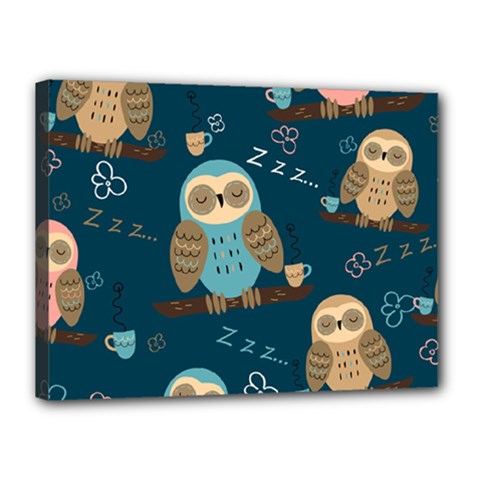 Seamless Pattern Owls Dreaming Canvas 16  X 12  (stretched) by Vaneshart