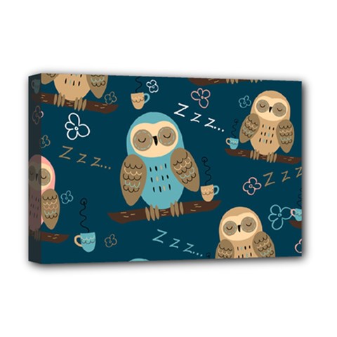 Seamless Pattern Owls Dreaming Deluxe Canvas 18  X 12  (stretched) by Vaneshart