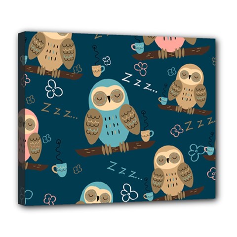 Seamless Pattern Owls Dreaming Deluxe Canvas 24  X 20  (stretched) by Vaneshart