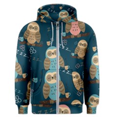 Seamless Pattern Owls Dreaming Men s Zipper Hoodie