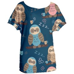 Seamless Pattern Owls Dreaming Women s Oversized Tee by Vaneshart