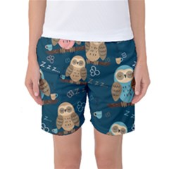 Seamless Pattern Owls Dreaming Women s Basketball Shorts by Vaneshart