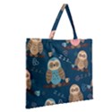 Seamless Pattern Owls Dreaming Zipper Large Tote Bag View2