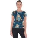 Seamless Pattern Owls Dreaming Short Sleeve Sports Top  View1