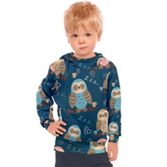 Seamless Pattern Owls Dreaming Kids  Hooded Pullover