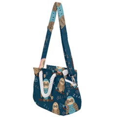 Seamless Pattern Owls Dreaming Rope Handles Shoulder Strap Bag by Vaneshart