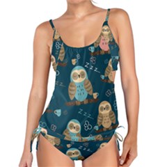 Seamless Pattern Owls Dreaming Tankini Set by Vaneshart