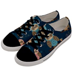 Seamless Pattern Owls Dreaming Men s Low Top Canvas Sneakers by Vaneshart