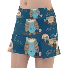 Seamless Pattern Owls Dreaming Tennis Skorts by Vaneshart