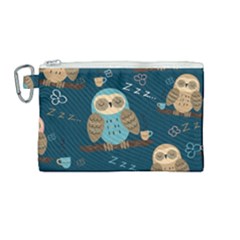 Seamless Pattern Owls Dreaming Canvas Cosmetic Bag (medium) by Vaneshart