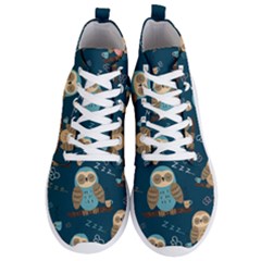 Seamless Pattern Owls Dreaming Men s Lightweight High Top Sneakers by Vaneshart