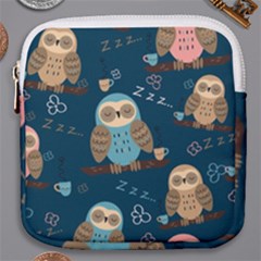 Seamless Pattern Owls Dreaming Mini Square Pouch by Vaneshart