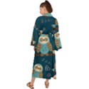 Seamless Pattern Owls Dreaming Maxi Kimono View2